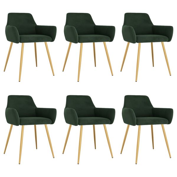 vidaXL Chaises &agrave; manger lot de 6 vert fonc&eacute; velours