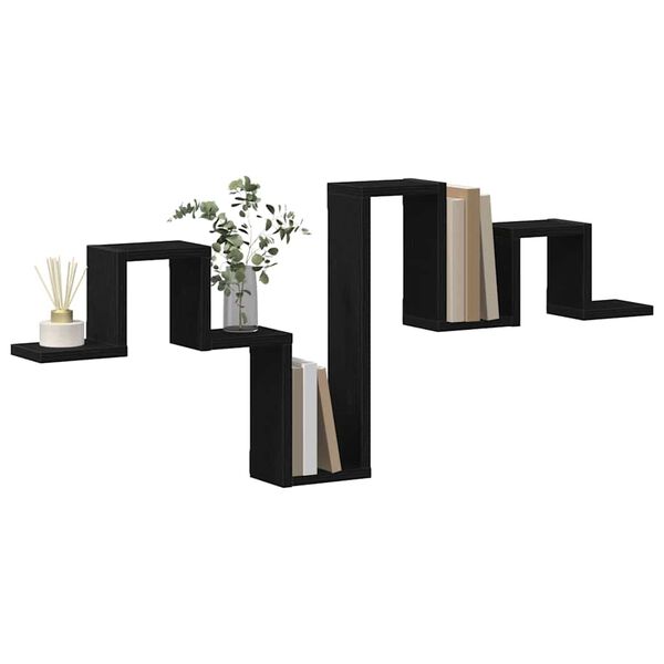 vidaXL &Eacute;tag&egrave;re Murale Montage mural Ch&ecirc;ne noir 104,5 x 43 x 10 cm