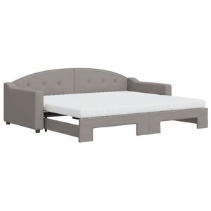 vidaXL Lit de jour avec gigogne et matelas taupe 90x200 cm tissu