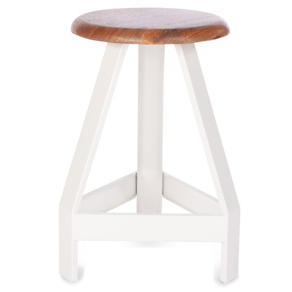 KidsDepot Tabouret Original 32 cm Bois de manguier Blanc