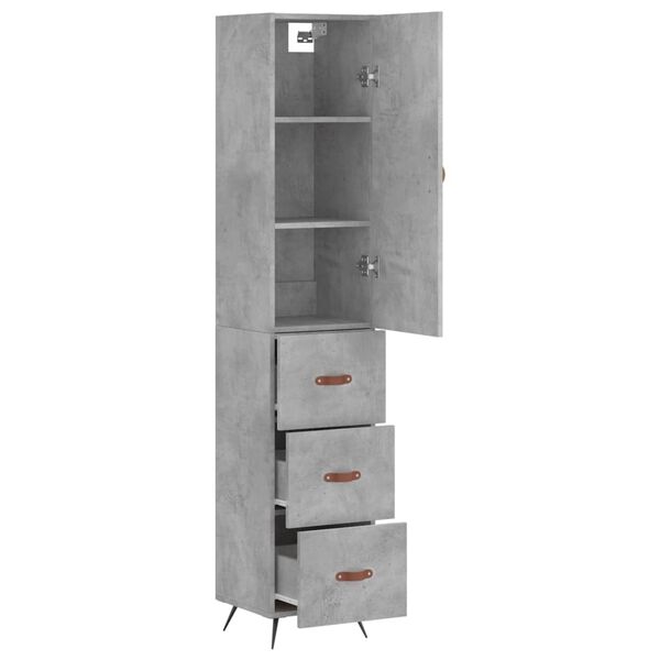 vidaXL Buffet haut Gris b&eacute;ton 34,5x34x180 cm Bois d'ing&eacute;nierie
