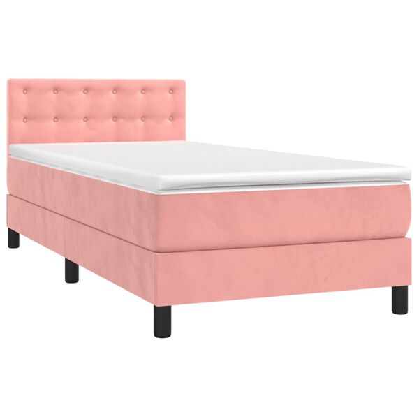 vidaXL Sommier &agrave; lattes de lit avec matelas et LED Rose 80x200 cm