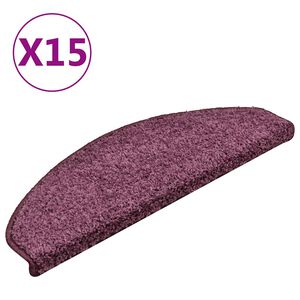 vidaXL Tapis d'escalier 15 pi&egrave;ces 65x21x4 cm Violet fonc&eacute;