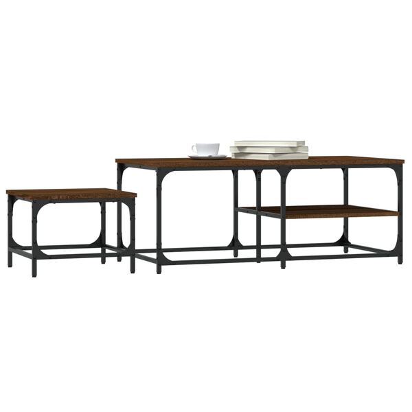 vidaXL Tables basses gigognes 2 pcs chêne marron bois d'ingénierie