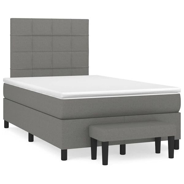 vidaXL Sommier &agrave; lattes de lit avec matelas gris fonc&eacute; 120x190cm tissu