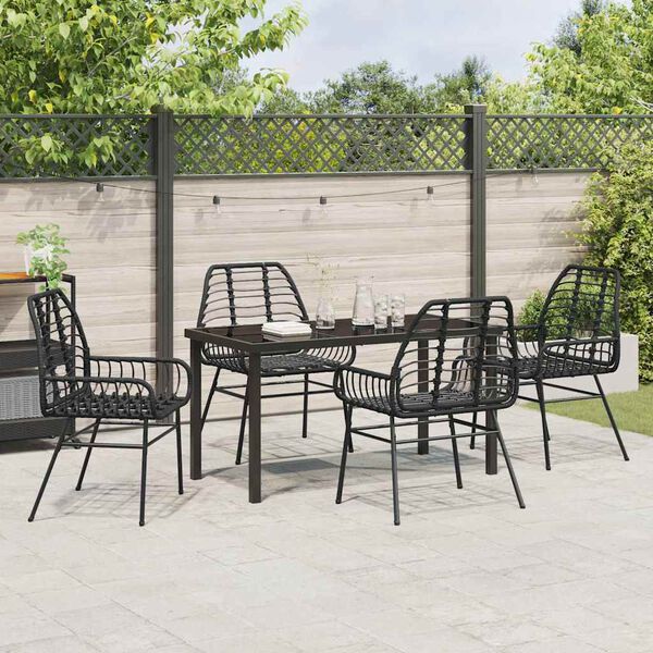 vidaXL Ensemble de salle à manger pour jardin 5 pcs Noir polyrotin