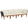 vidaXL 4 pcs Bois d'acacia massif et corde Naturel