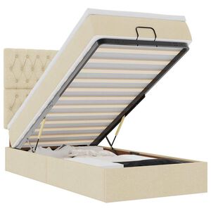 vidaXL Lit ottoman avec matelas cr&egrave;me 90x200 cm tissu