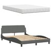 vidaXL Lit avec matelas Hanko gris fonc&eacute; 140x190 cm tissu