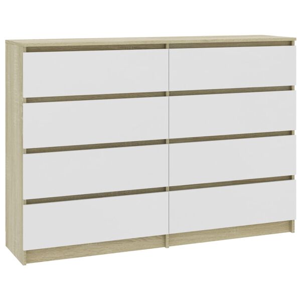 vidaXL Buffet blanc et ch&ecirc;ne sonoma 140x35x99 cm bois d'ing&eacute;nierie
