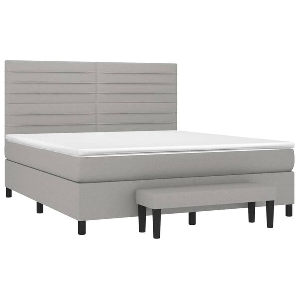 vidaXL Sommier &agrave; lattes de lit avec matelas Gris clair 180x200cm Tissu