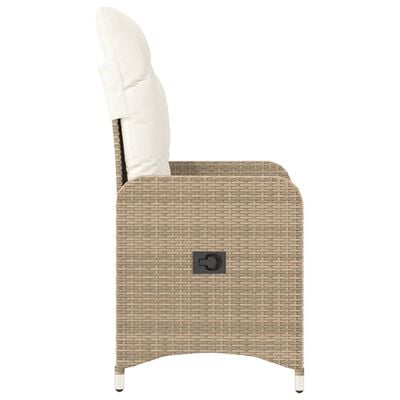 vidaXL Chaise inclinable de jardin avec coussins beige résine tressée