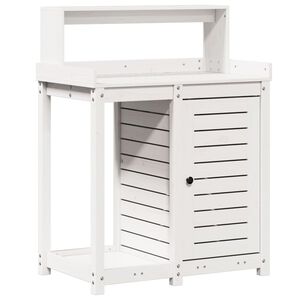 vidaXL Table de rempotage avec &eacute;tag&egrave;res blanc bois massif de pin