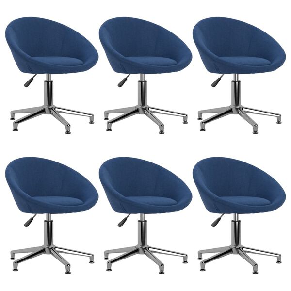 vidaXL Chaises pivotantes &agrave; manger lot de 6 bleu tissu