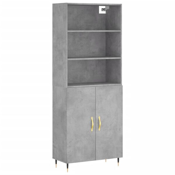 vidaXL Buffet haut Gris b&eacute;ton 69,5x34x180 cm Bois d'ing&eacute;nierie