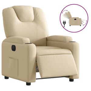 vidaXL Fauteuil inclinable &eacute;lectrique Cr&egrave;me Tissu
