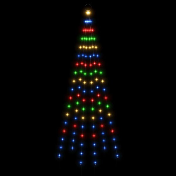 vidaXL Sapin de No&euml;l sur m&acirc;t de drapeau 108 LED Color&eacute;es 180 cm