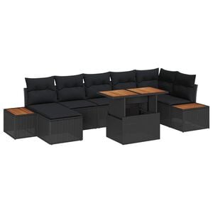 vidaXL Ensemble de canap&eacute; de jardin 8 pc Noir et Marron