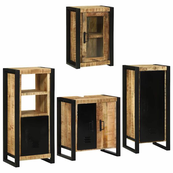 vidaXL Ensemble de mobilier de salle de bain avec &eacute;tag&egrave;re 4 pcs