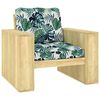 vidaXL Chaise de jardin et coussins motif feuilles Pin impr&eacute;gn&eacute;