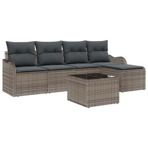 vidaXL Ensemble de canap&eacute; de jardin 6 pcs Gris polyrotin