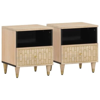 vidaXL Tables de chevet 2 pcs 40x33x46 cm Bois de manguier solide