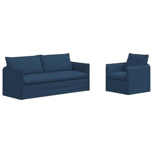 vidaXL Canap&eacute; 2 pcs Bleu 196 x 82 x 85 cm tissu