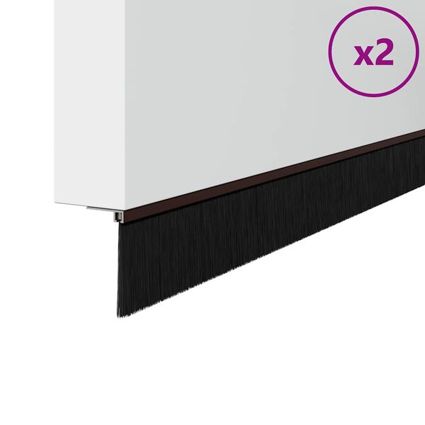 vidaXL Brosses de porte adh&eacute;sives 2 pcs Marron 100 cm