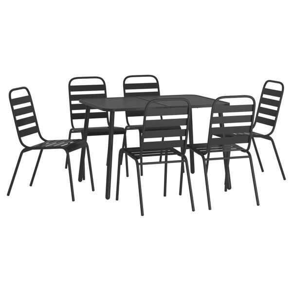 vidaXL Ensemble &agrave; manger de jardin 7 pcs anthracite acier