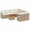vidaXL Ensemble de canap&eacute; de jardin 9 pc Beige et cr&egrave;me polyrotin