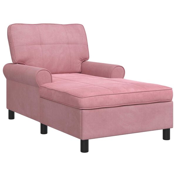 vidaXL Chaise longue avec coussin Rose 91 x 157 x 91 cm Velours