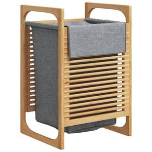vidaXL Panier &agrave; linge avec sac gris 32x30x36,5 cm bambou