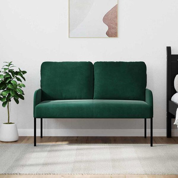 vidaXL Canap&eacute;s avec coussin 110cm Vert fonc&eacute; Contreplaqu&eacute;