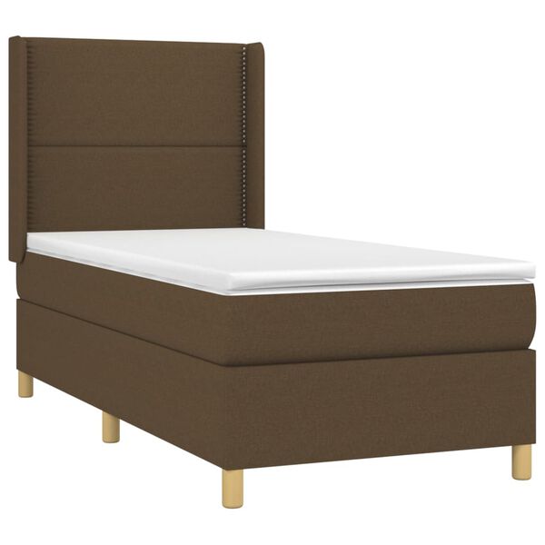 vidaXL Sommier &agrave; lattes de lit avec matelas Marron fonc&eacute; 90x190 cm