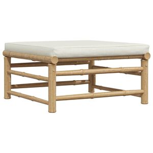 vidaXL Repose-pied de jardin avec coussin blanc cr&egrave;me Bambou