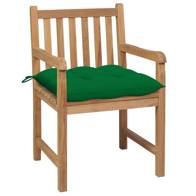 vidaXL Chaises de jardin lot de 2 et coussins vert Bois de teck massif