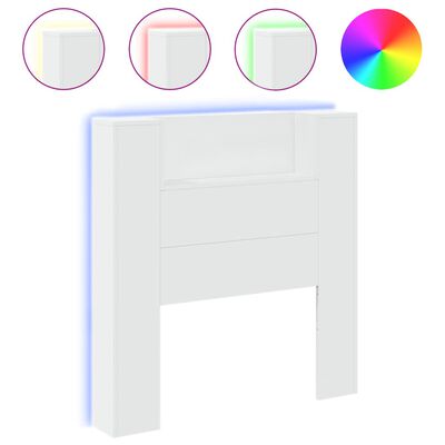 vidaXL Armoire tête de lit avec LED blanc 100x16,5x103,5 cm