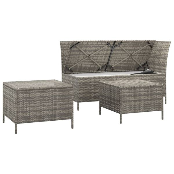 vidaXL Salon de jardin 3 pcs avec coussins Gris R&eacute;sine tress&eacute;e