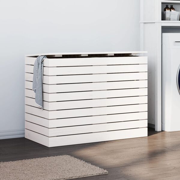 vidaXL Panier &agrave; linge blanc 88,5x44x66 cm bois massif de pin
