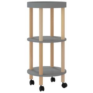 vidaXL Chariot &agrave; 3 niveaux Gris 38x38x82 cm Bois d'ing&eacute;nierie et pin