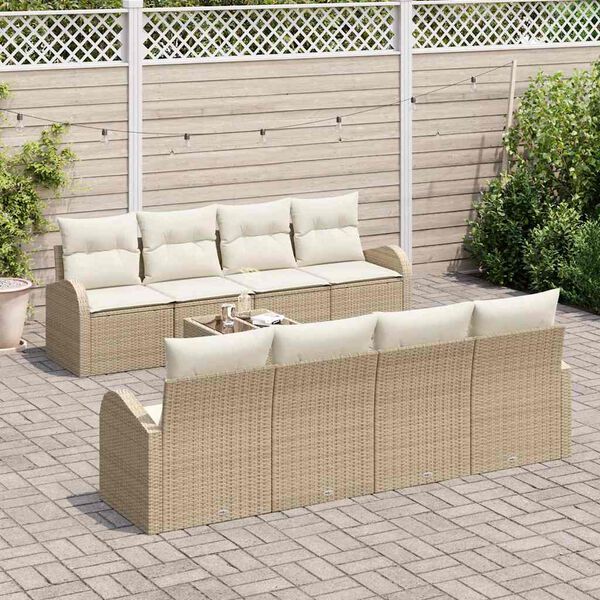 vidaXL Ensemble de canapé de jardin Beige 55 x 55 x 37 cm polyrotin