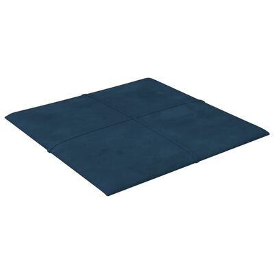 vidaXL Panneaux muraux 12 pcs Bleu 30x30 cm Velours 1,08 m²