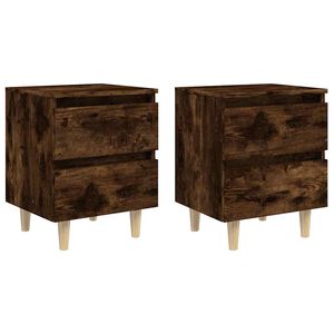 vidaXL Tables de chevet et pieds en bois 2 pcs Ch&ecirc;ne fum&eacute; 40x35x50 cm
