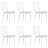 vidaXL Chaises &agrave; manger lot de 6 blanc et bois clair bois h&eacute;v&eacute;a massif
