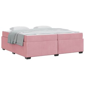 vidaXL Cadre de lit avec matelas Rose 200 x 200 cm tissu