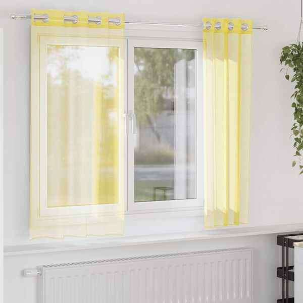 vidaXL Rideaux en voile avec œillets 2 pcs jaune