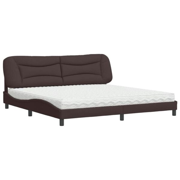 vidaXL Lit avec matelas Hvar marron fonc&eacute; 200x200 cm tissu