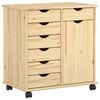 vidaXL Cabinet roulant 63,5 x 39 x 65,5 cm Bois de Pin Massif Marron