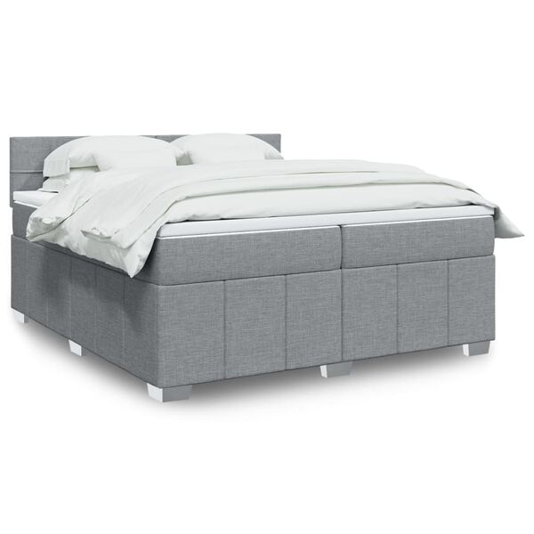 vidaXL Sommier &agrave; lattes de lit avec matelas Gris clair 200x200cm Tissu