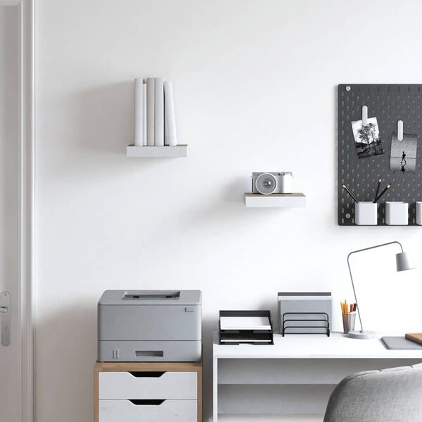 vidaXL &Eacute;tag&egrave;res murales 2 pcs Ch&ecirc;ne et blanc 23x23,5x3,8 cm MDF